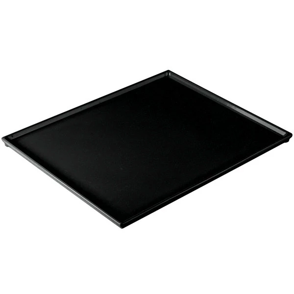 Tablecraft Professional Bakeware Tablecraft CW2112BKGS 12 7/8" X 10 1/2" X 3/8" Black With Green Speckle Cast Aluminum Rectangular Cooling Platter - Image 4