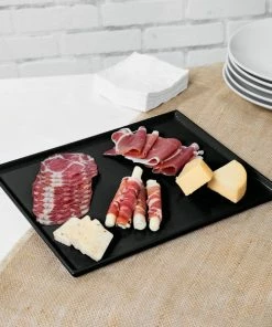 Tablecraft Professional Bakeware Tablecraft CW2112BKGS 12 7/8" X 10 1/2" X 3/8" Black With Green Speckle Cast Aluminum Rectangular Cooling Platter