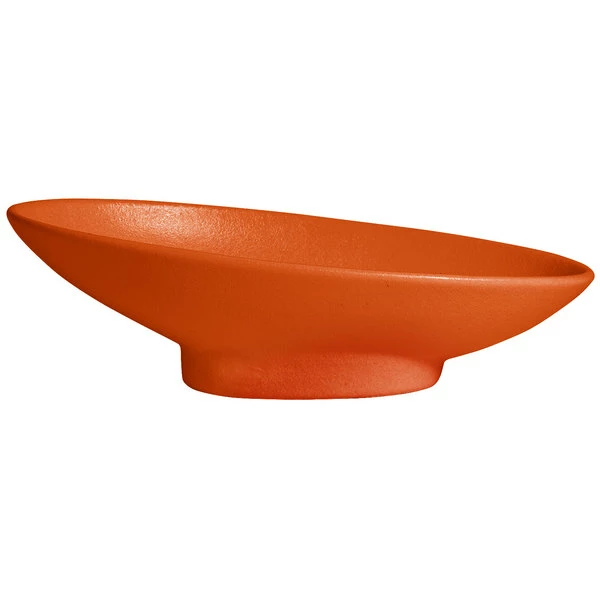 GET Enterprises G.E.T. Enterprises BO204-MOD-TG Bugambilia 1.4 Qt. Smooth MOD Finish Tangerine Resin-Coated Aluminum Deep Large Oval Sphere