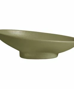 GET Enterprises G.E.T. Enterprises BO204-MOD-WG Bugambilia 1.4 Qt. Smooth MOD Finish Willow Green Resin-Coated Aluminum Deep Large Oval Sphere