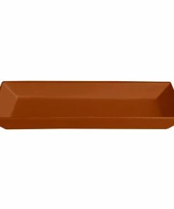 GET Enterprises G.E.T. Enterprises BUDS13BR Bugambilia 17" X 8 1/8" Classic Textured Finish Brick Resin-Coated Aluminum Medium Deep Rectangular Platter