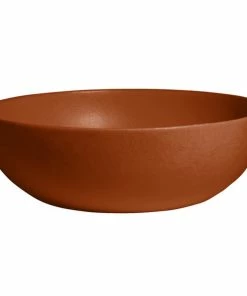 GET Enterprises G.E.T. Enterprises BRD18-MOD-BR Bugambilia 15.9 Qt. Smooth MOD Finish Brick Resin-Coated Aluminum Extra Large Deep Round Bowl
