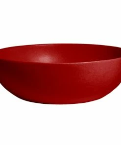 GET Enterprises G.E.T. Enterprises BRD18-MOD-FR Bugambilia 15.9 Qt. Smooth MOD Finish Fire Red Resin-Coated Aluminum Extra Large Deep Round Bowl