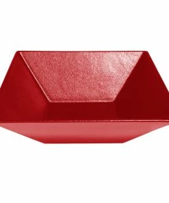 GET Enterprises G.E.T. Enterprises BSD16CB Bugambilia 13.5 Qt. Classic Textured Finish Cranberry Resin-Coated Aluminum XL Deep Square Bowl