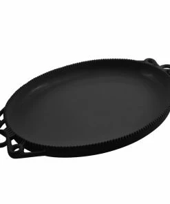Bon Chef 2104BLK Bolero 15" X 20" Black Sandstone Finish Cast Aluminum Platter