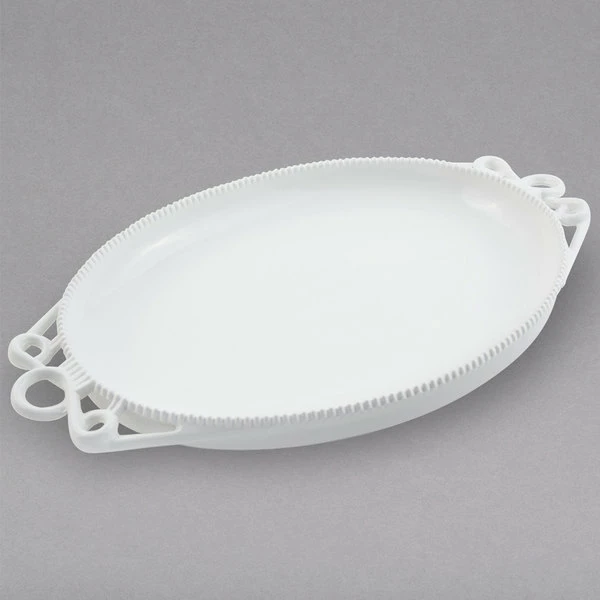 Bon Chef 2104PWHT Bolero 15" X 20" White Sandstone Finish Cast Aluminum Platter