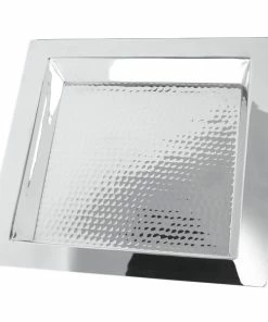 Eastern Tabletop 5415H Brooklyn 15" Square Stainless Steel Hammered Finish Tray