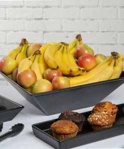 GET Enterprises G.E.T. Enterprises BSD16BB Bugambilia 13.5 Qt. Classic Textured Finish Black Resin-Coated Aluminum XL Deep Square Bowl