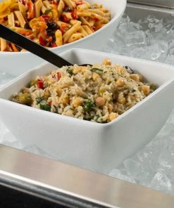 GET Enterprises G.E.T. Enterprises BSD23WW Bugambilia 1.6 Qt. Classic Textured Finish White Resin-Coated Aluminum Square China Bowl