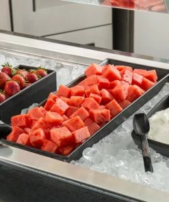 GET Enterprises G.E.T. Enterprises BUD13BB Bugambilia 19 11/16" X 8 1/8" Classic Textured Finish Black Resin-Coated Aluminum Deep Rectangular Platter