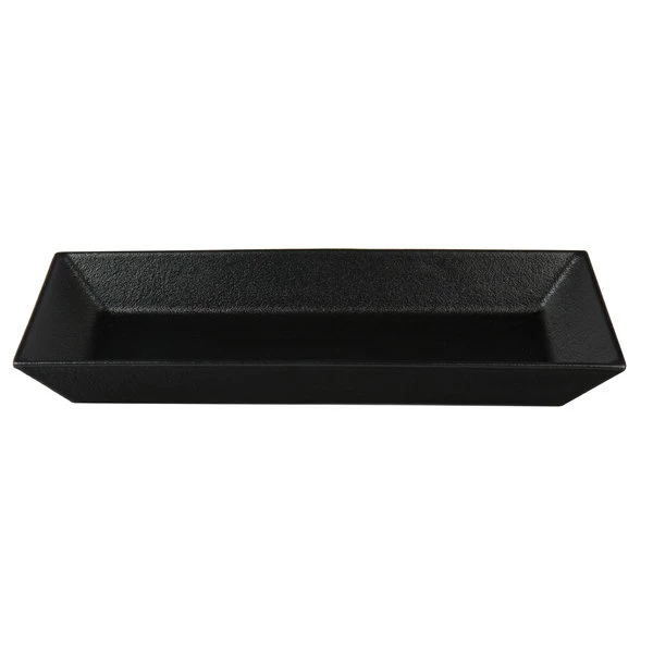 GET Enterprises G.E.T. Enterprises BUD13BB Bugambilia 19 11/16" X 8 1/8" Classic Textured Finish Black Resin-Coated Aluminum Deep Rectangular Platter - Image 2