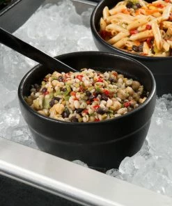 GET Enterprises G.E.T. Enterprises FRD22BB Bugambilia 1.5 Qt. Classic Textured Finish Black Resin-Coated Aluminum Miami Round Bowl