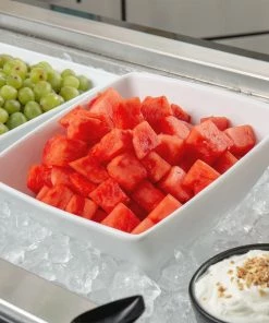 GET Enterprises G.E.T. Enterprises BSD24WW Bugambilia 3.2 Qt. Classic Textured Finish White Resin-Coated Aluminum Square China Bowl