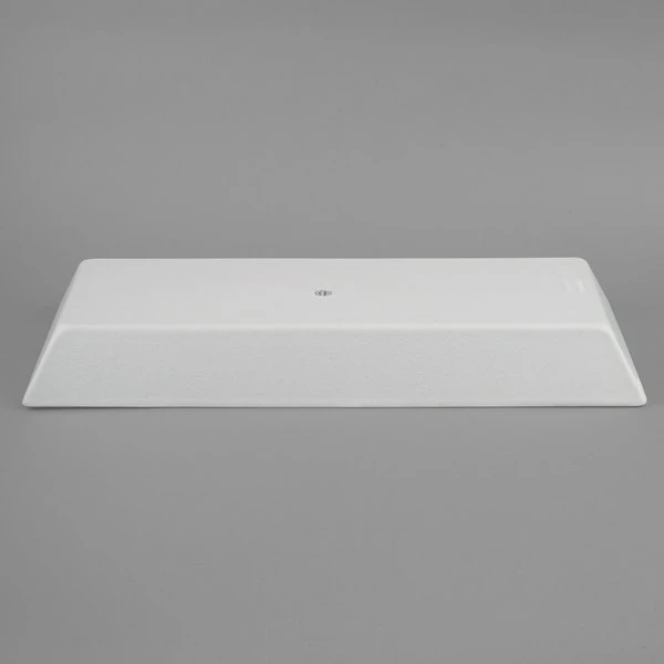 GET Enterprises G.E.T. Enterprises BUD14WW Bugambilia 25 9/16" X 10 3/8" Classic Textured Finish White Resin-Coated Aluminum Deep Rectangular Platter - Image 3