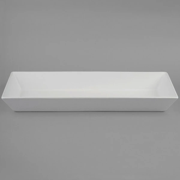 GET Enterprises G.E.T. Enterprises BUD14WW Bugambilia 25 9/16" X 10 3/8" Classic Textured Finish White Resin-Coated Aluminum Deep Rectangular Platter - Image 2