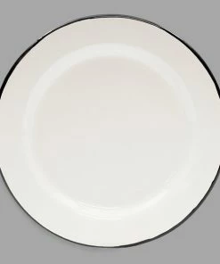 Tablecraft 80018 Enamelware 8" Black And White Plate