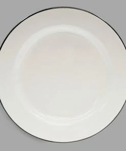 Tablecraft 80019 Enamelware 10" Black And White Plate