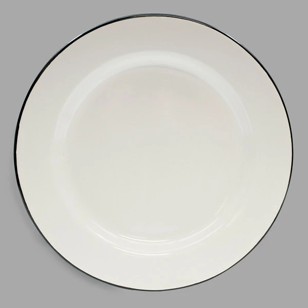 Tablecraft 80019 Enamelware 10" Black And White Plate