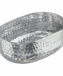 American Metalcraft ABHS46 25 Oz. Silver Hammered Aluminum Oval Serving Bowl
