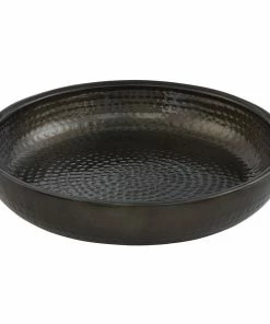 American Metalcraft ADSEAB14 14" Round Black Double Wall Hammered Aluminum Seafood Tray