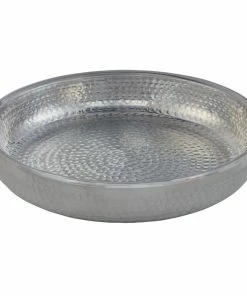 American Metalcraft ADSEAS14 14" Round Silver Double Wall Hammered Aluminum Seafood Tray