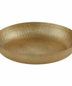 American Metalcraft ASEAG14 14" Round Gold Hammered Aluminum Seafood Tray