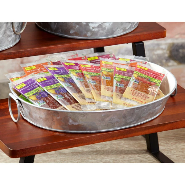 GET Enterprises GET GT-1210-GG/IV 11 3/4" X 8" Oval Galvanized Tray With Handles - Image 2