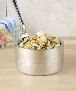 American Metalcraft DWBH4 17 Oz. Hammered Double Wall Insulated Stainless Steel Bowl / Wine Coaster