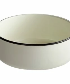 Tablecraft 80017 Enamelware 4.25 Qt. Black And White Rolled Rim Round Bowl