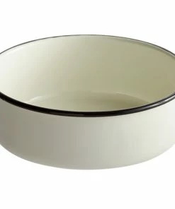 Tablecraft 80016 Enamelware 56 Oz. Black And White Rolled Rim Round Round Bowl