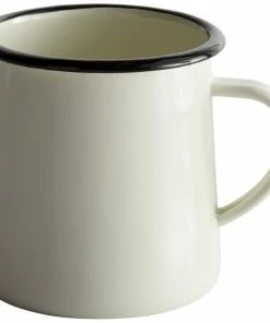 Tablecraft 80010 Enamelware 16 Oz. Black And White Rolled Rim Mug