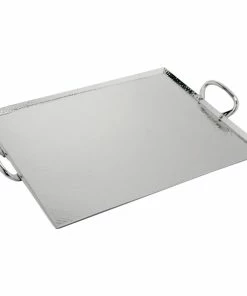 GET Enterprises GET SSTPD-1915-MP Hammersmyth 19" X 15" Mirror Polish Hammered Finish Stainless Steel Serving Tray