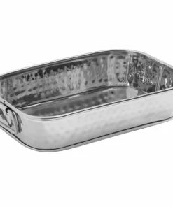 American Metalcraft SHT9 9 1/8" X 6 1/8" Silver Mirror Finish Hammered Stainless Steel Rectangular Food Serving Tub