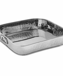 American Metalcraft SHT10 10 1/4" X 10 1/4" Silver Mirror Finish Hammered Stainless Steel Square Food Serving Tub