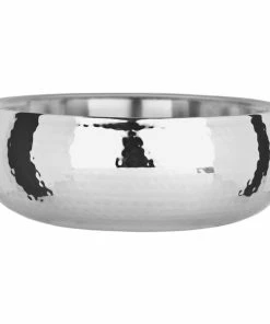 World Tableware 6706 Sonoran 12.5 Oz. Hammered Stainless Steel Double Wall Bowl