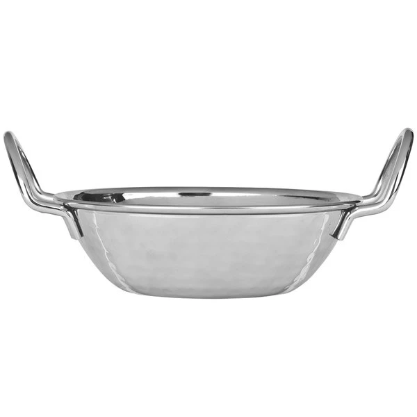 World Tableware 761701 Sonoran 10 Oz. Hammered Stainless Steel Balti Dish