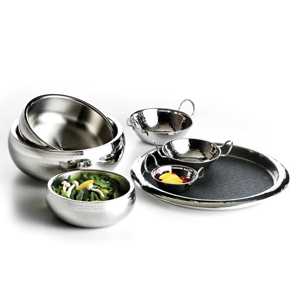 World Tableware 761701 Sonoran 10 Oz. Hammered Stainless Steel Balti Dish - Image 2