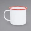 Crow Canyon Home V11RED Vintage 12 Oz. White Enamelware Mug With Red Rolled Rim