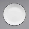 Crow Canyon Home V114BLA Vintage 10 1/2" White Round Enamelware Deep Coupe Pasta Plate With Black Rolled Rim