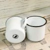 Crow Canyon Home V112BLA Vintage 16 Oz. White Enamelware Mug With Black Rolled Rim