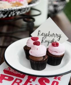 Crow Canyon Home V19BLA Vintage 8" White Wide Rim Enamelware Footed Plate With Black Rolled Rim