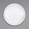 Crow Canyon Home V123BLA Vintage 8" White Coupe Enamelware Plate With Black Rolled Rim