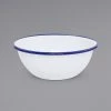 Crow Canyon Home V17BLU Vintage 20 Oz. White Round Enamelware Bowl With Blue Rolled Rim