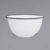 Crow Canyon Home V23BLA Vintage 4 Qt. White Round Enamelware Footed Bowl With Black Rolled Rim