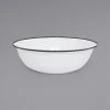 Crow Canyon Home V25BLA Vintage 8 Qt. White Round Enamelware Footed Basin With Black Rolled Rim
