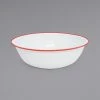 Crow Canyon Home V25RED Vintage 8 Qt. White Round Enamelware Footed Basin With Red Rolled Rim