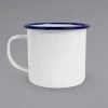 Crow Canyon Home V112BLU Vintage 16 Oz. White Enamelware Mug With Blue Rolled Rim