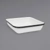 Crow Canyon Home V122BLA Vintage 4 3/4" White Square Enamelware Tray With Black Rolled Rim