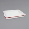 Crow Canyon Home V190RED Vintage 11 1/4" X 8 3/4" White Rectangular Enamelware Tray With Red Rolled Rim