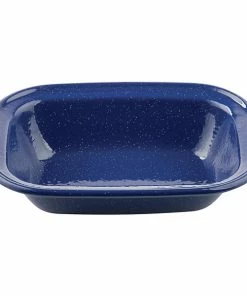 Tablecraft 10159 Enamelware 9 1/4" X 7" Blue Pan With Speckles